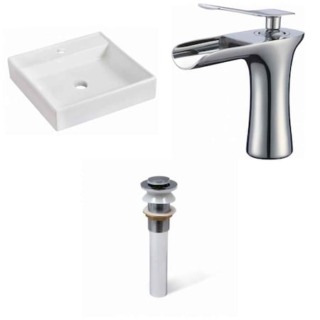 17.5-in. W Above Counter White Vessel Set For 1 Hole Center Faucet